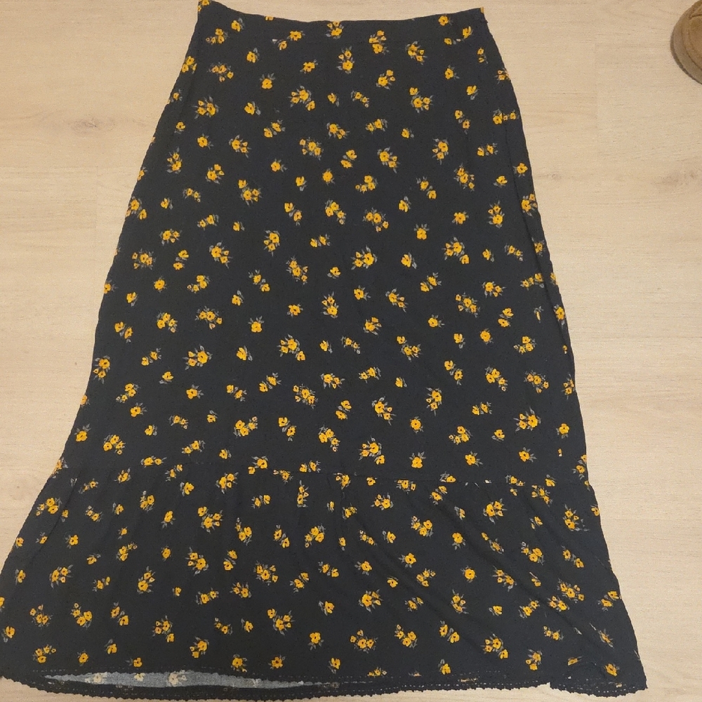 Ten Sixty Sherman Black Skirt with Yellow Floral Design